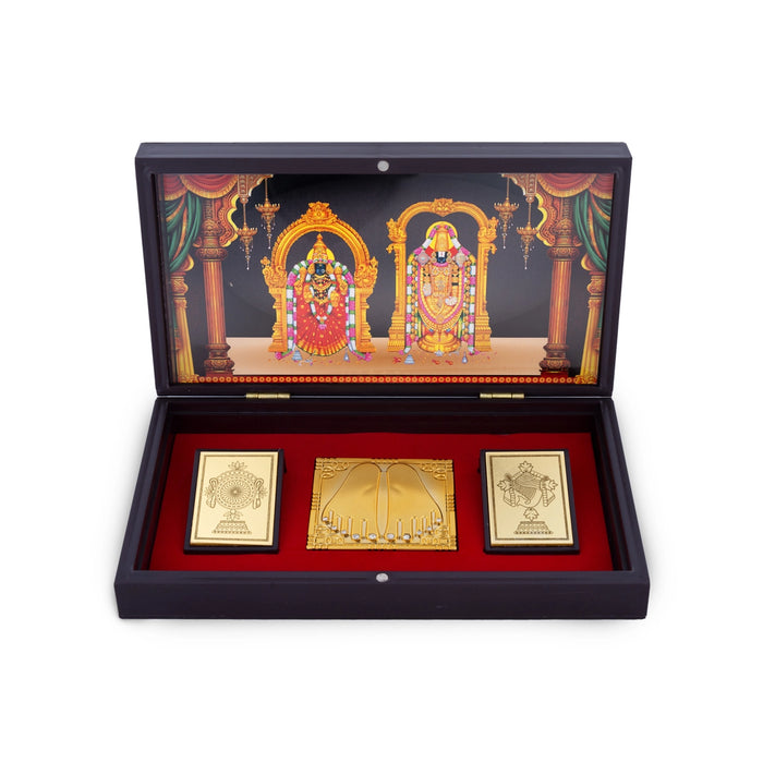 Balaji Padmavati Design Frame Charan Paduka Box - 2 x 8.5 x 5 Inches | Pooja Box for House Warming & Gifting - Pooja Box & Paduka