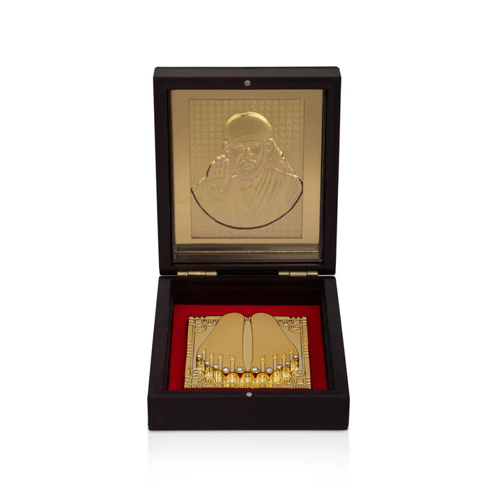 Sai Baba with Sri Padham Box - 1.5 x 3.75 Inches | Shirdi Sai baba Paduka box / Sai baba Pooja Box for Home - Pooja Box & Paduka