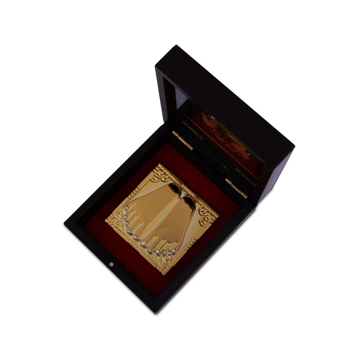 Ganesh Charan Paduka Box - 1.5 x 4 Inches | Gold Print Pooja Box/ Padham Box for Home - Pooja Box & Paduka