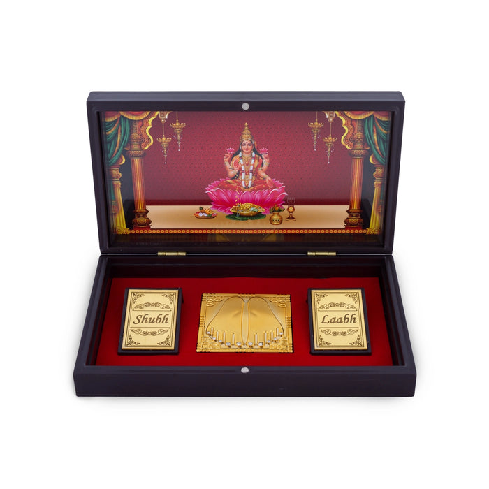 Maha Lakshmi Murti With Padham Pooja Box | Puja Box/ Charan Paduka Box for Home - Pooja Box & Paduka