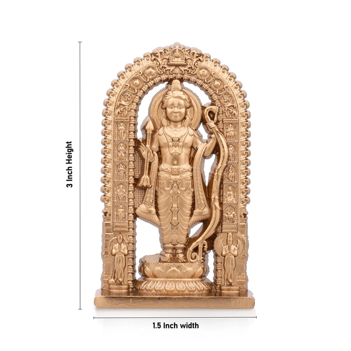 Ayodhya Rama Idol - 3 x 1.5 Inches | Zinc Statue/ Brass Polish Ayodhya Ramar Statue for Pooja