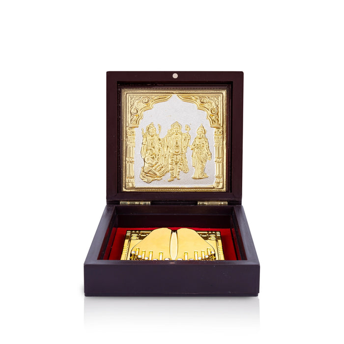 Ram Darbar With Sri Padham Box - 1.5 x 3.5 Inches | Charan Paduka Box / Pooja Box for Home
