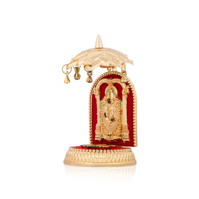 Balaji With Paduka - 4.5 x 2 Inches | Balaji Charan Paduka With Umbrella Car Stand/ Balaji Padham for Pooja - Pooja Box & Paduka