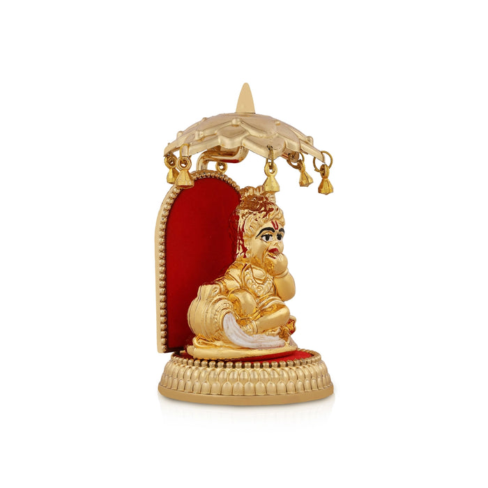 Butter Krishna Idol With Umbrella - 4.5 x 2 Inches | Vennai Krishna Statue/ Baby Krishnar Idol for Car Decor