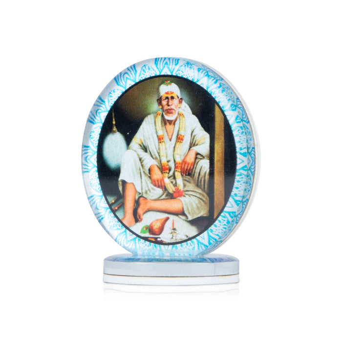 Sai Baba Car Dashboard Photo Stand - 2.5 x 2.25 Inches | Car Photo Stand/ Photo Stand for Car Dashboard/ 30 Gms - Car Stand & Car Accessories