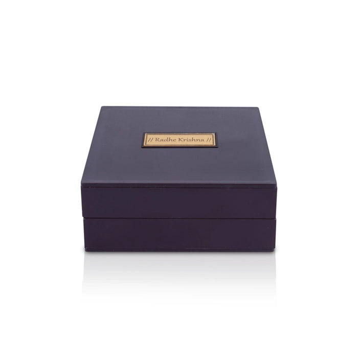 Cow Radha Krishna Murti With Padham Pooja Box - 1.5 x 4 x 3 Inches | Charan Paduka Box/ Puja Box for Home - Pooja Box & Paduka