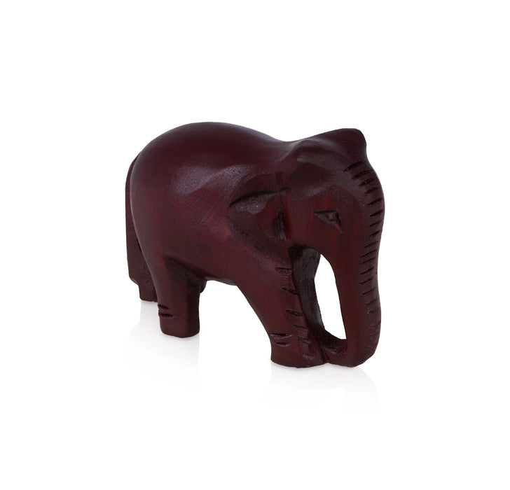 Elephant Idol - 1.25 x 2 Inches | Wooden Elephant Statue / Elephant Sculpture for Living Space