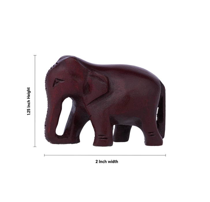 Elephant Idol - 1.25 x 2 Inches | Wooden Elephant Statue / Elephant Sculpture for Living Space