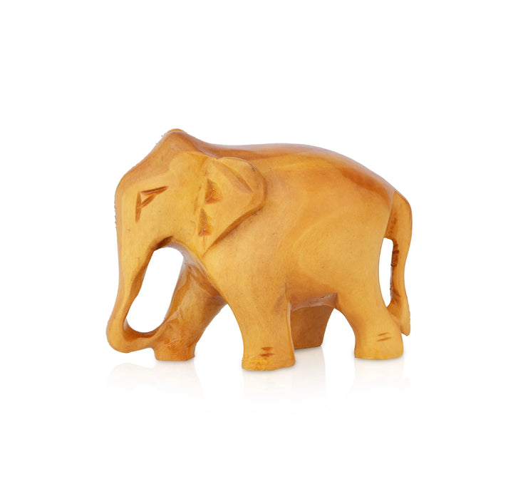 Elephant Figurine - 2.75 x 3.5 Inches | Wooden Statue/ Elephant Sculpture/ Elephant Idol for Living Room