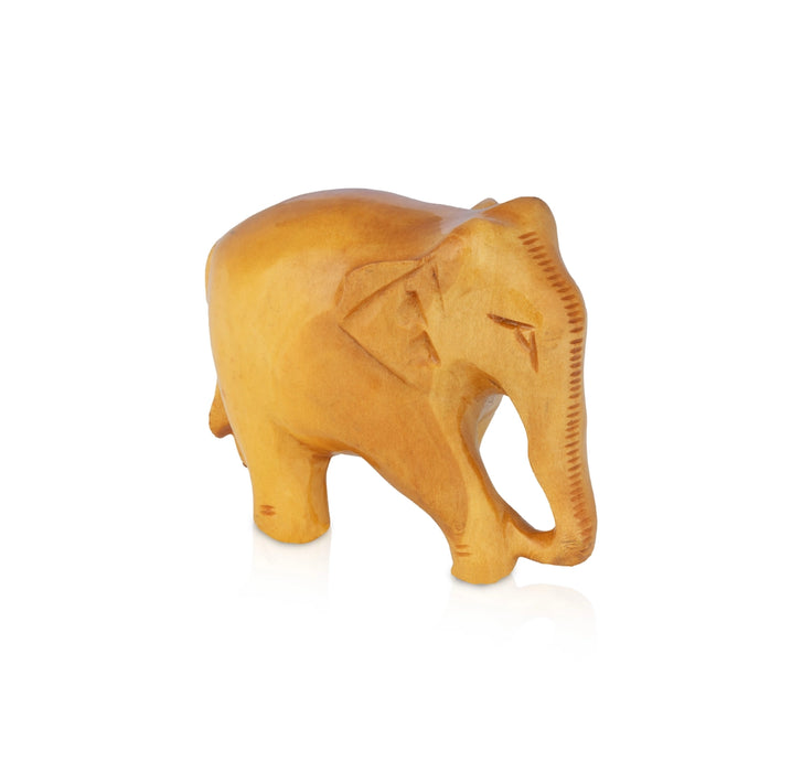 Elephant Figurine - 2.75 x 3.5 Inches | Wooden Statue/ Elephant Sculpture/ Elephant Idol for Living Room