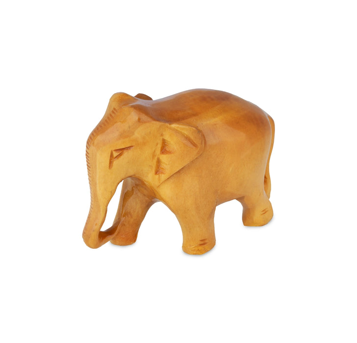 Elephant Figurine - 2.75 x 3.5 Inches | Wooden Statue/ Elephant Sculpture/ Elephant Idol for Living Room