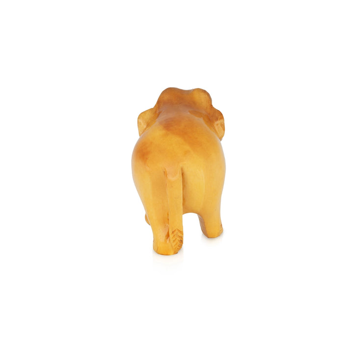 Elephant Figurine - 2.75 x 3.5 Inches | Wooden Statue/ Elephant Sculpture/ Elephant Idol for Living Room