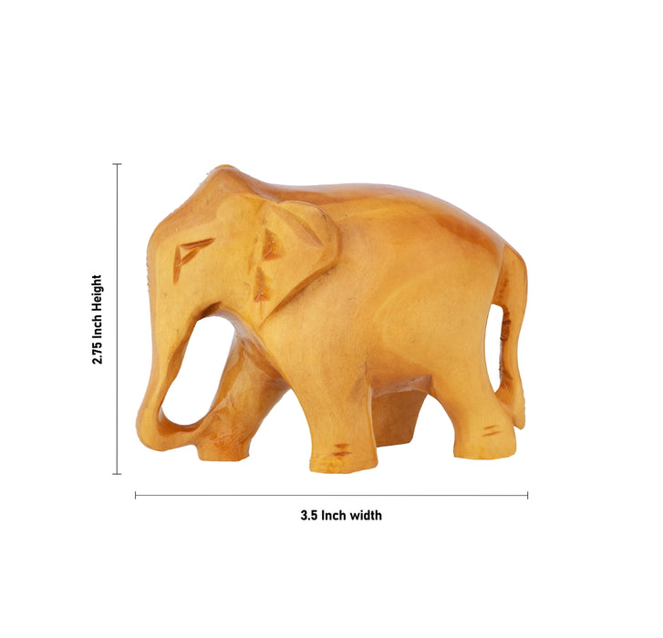 Elephant Figurine - 2.75 x 3.5 Inches | Wooden Statue/ Elephant Sculpture/ Elephant Idol for Living Room
