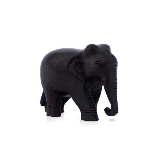 Elephant Statue - 3 x 3.75 Inches | Wooden Statue/ Elephant Sculpture/ Elephant Idol for Home Decor - Table Stand Accessories