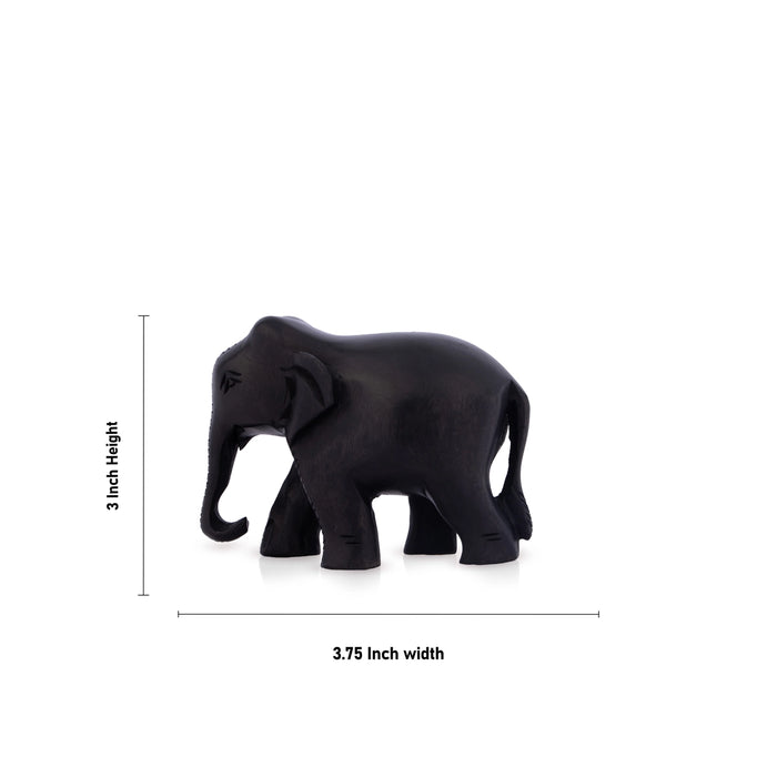 Elephant Statue - 3 x 3.75 Inches | Wooden Statue/ Elephant Sculpture/ Elephant Idol for Home Decor