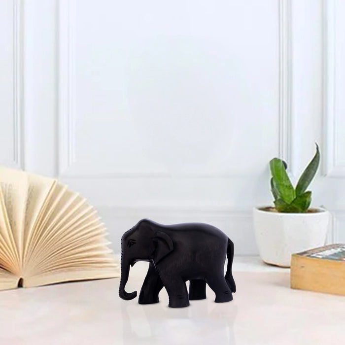 Elephant Statue - 3 x 3.75 Inches | Wooden Statue/ Elephant Sculpture/ Elephant Idol for Home Decor