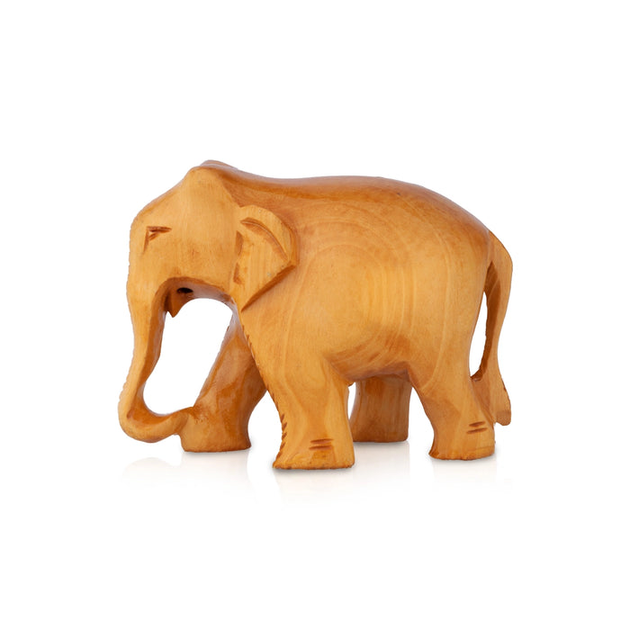 Elephant Statue - 3 x 4 Inches | Elephant Idol/ Wooden Elephant Sculpture For Home Decor