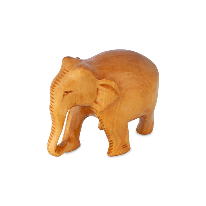 Elephant Statue - 3 x 4 Inches | Elephant Idol/ Wooden Elephant Sculpture For Home Decor