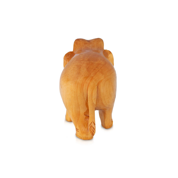 Elephant Statue - 3 x 4 Inches | Elephant Idol/ Wooden Elephant Sculpture For Home Decor