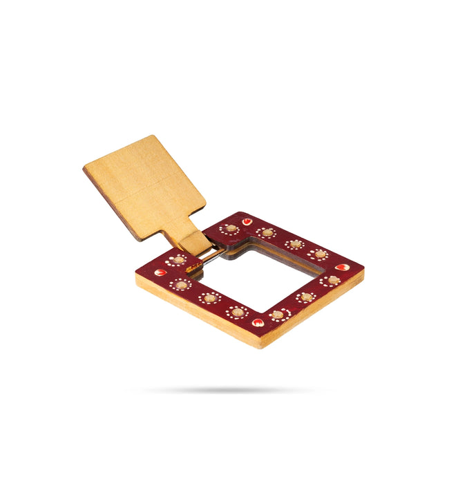 Mirror - 3 x 3 Inches | Wooden Mirror/Kannadi/ Decorative Mirror For Daily Use