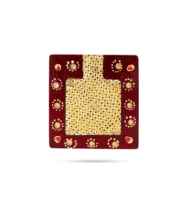Mirror - 3 x 3 Inches | Wooden Mirror/Kannadi/ Decorative Mirror For Daily Use
