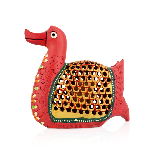 Duck Statue - 4 x 4 Inches | Wooden Painted Duck Figurine / Cut out Design/ Duck Sculpture for Home Decor - Table Stand Accessories