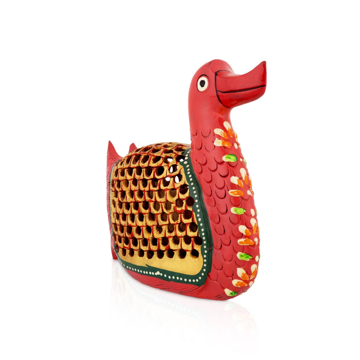 Duck Statue - 4 x 4 Inches | Wooden Painted Duck Figurine / Cut out Design/ Duck Sculpture for Home Decor - Table Stand Accessories