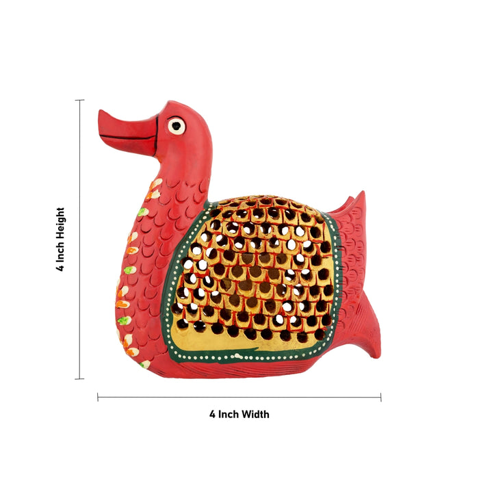 Duck Statue - 4 x 4 Inches | Wooden Painted Duck Figurine / Cut out Design/ Duck Sculpture for Home Decor - Table Stand Accessories