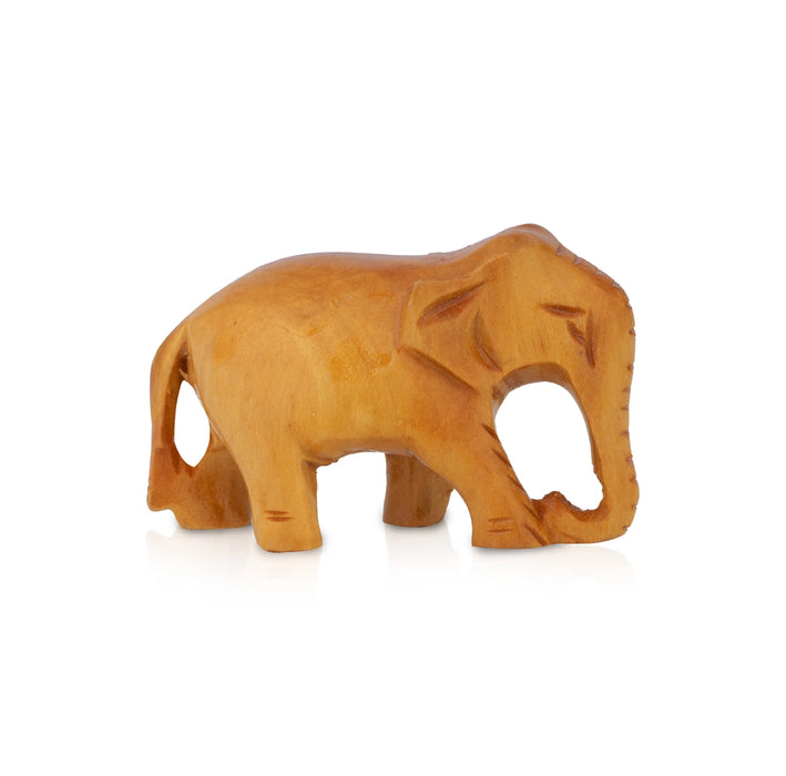 Elephant Statue - 1.25 x 2 Inches | Wooden Elephant Sculpture/ Elephant Idol for Home & Table Decor