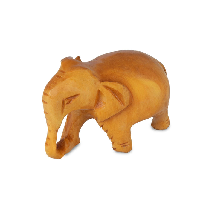 Elephant Statue - 1.25 x 2 Inches | Wooden Elephant Sculpture/ Elephant Idol for Home & Table Decor