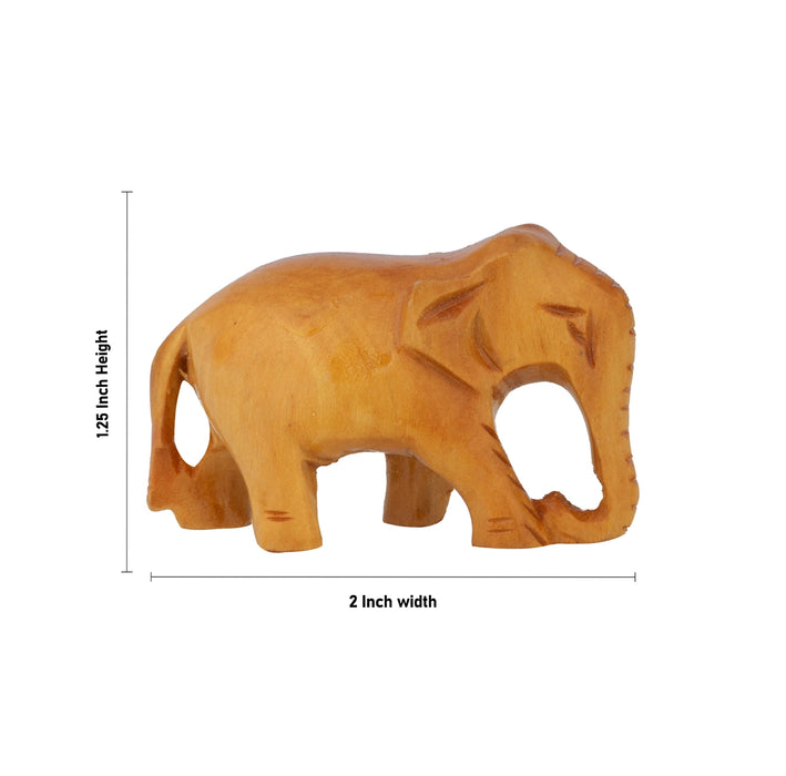Elephant Statue - 1.25 x 2 Inches | Wooden Elephant Sculpture/ Elephant Idol for Home & Table Decor