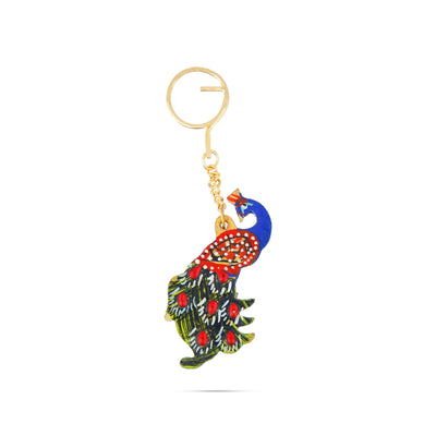 Key Chain | Peacock Design Key Chain/ Wooden Key Ring Holder for Car & Bike
