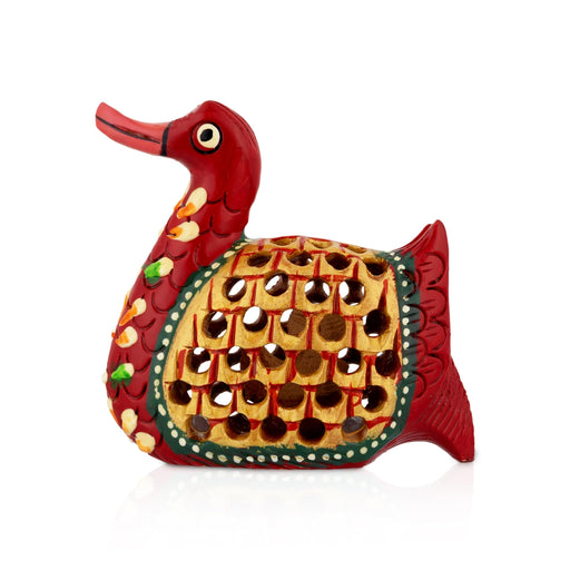 Duck Figurine - 4 x 4 Inches | Wooden Painted Duck Statue/ Cut out Design/ Duck Sculpture for Home Decor - Table Stand Accessories