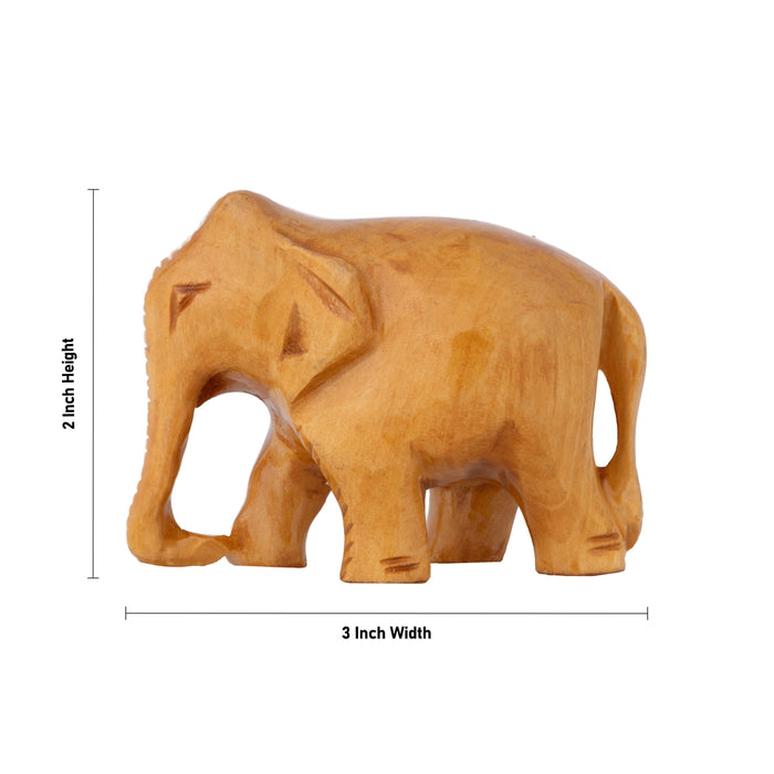 Elephant Statue - 2 x 3 Inches | Elephant Figurine/ Wooden Idol for Home Decor