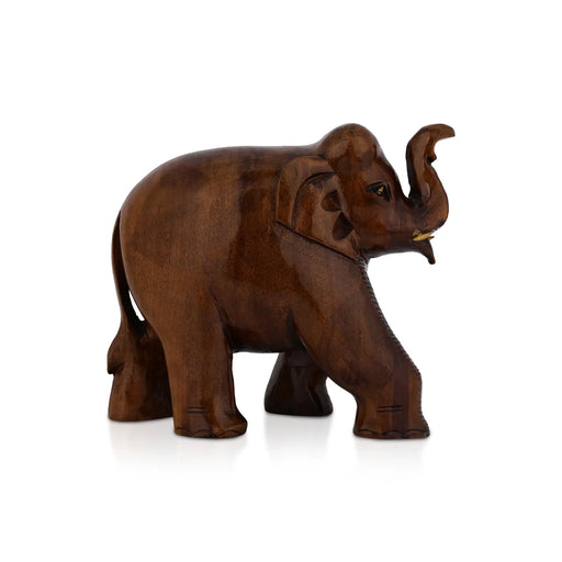 Elephant Statue - 6.5 x 6.5 Inch | Wooden Black Elephant Statue/ Elephant Idol for Home Decor - Table Stand Accessories