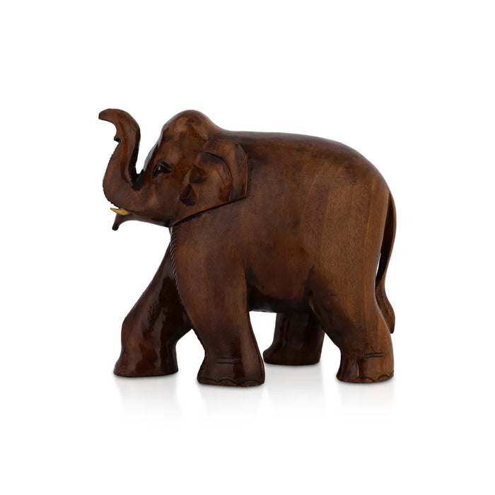 Elephant Statue - 6.5 x 6.5 Inch | Wooden Black Elephant Statue/ Elephant Idol for Home Decor - Table Stand Accessories