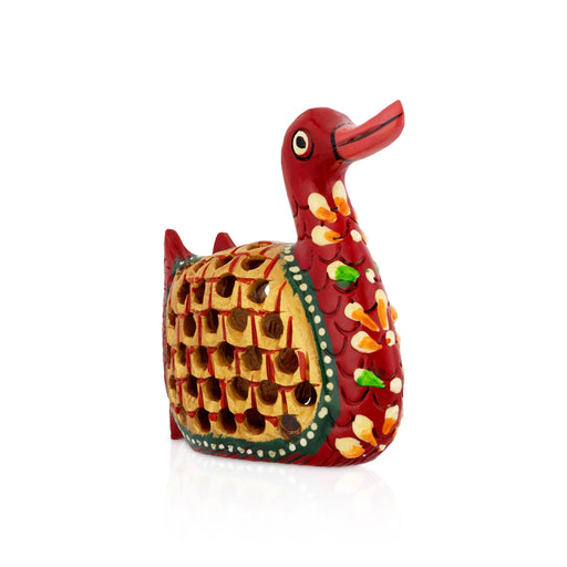 Duck Figurine - 3 x 3 Inches | Wooden Painted Duck Statue/ Cut out Design/ Duck Sculpture for Home Decor - Table Stand Accessories