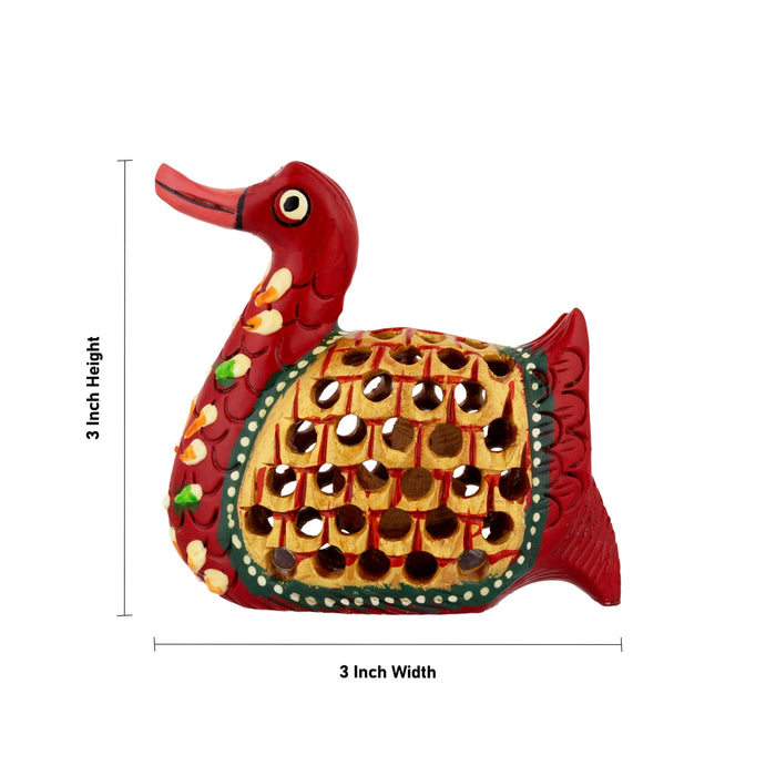 Duck Figurine - 3 x 3 Inches | Wooden Painted Duck Statue/ Cut out Design/ Duck Sculpture for Home Decor - Table Stand Accessories