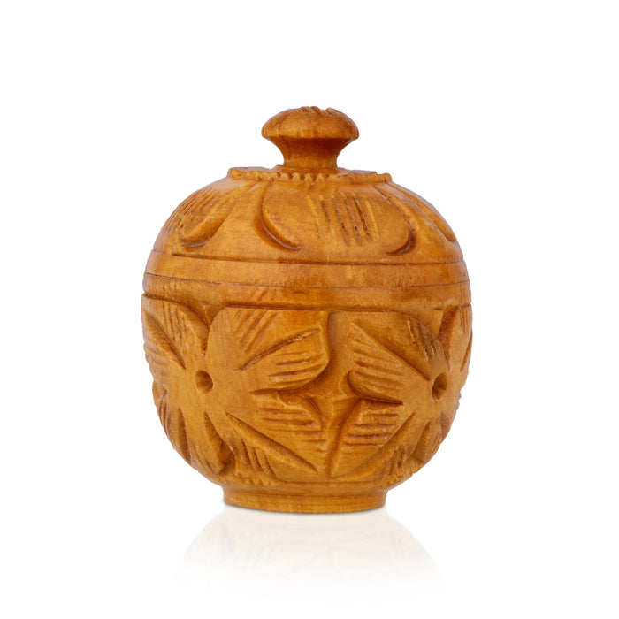 Kumkum Box - 2 x 1.5 Inches | Wooden Kumkum Bharani/ Sindoor Pot for Women & Pooja