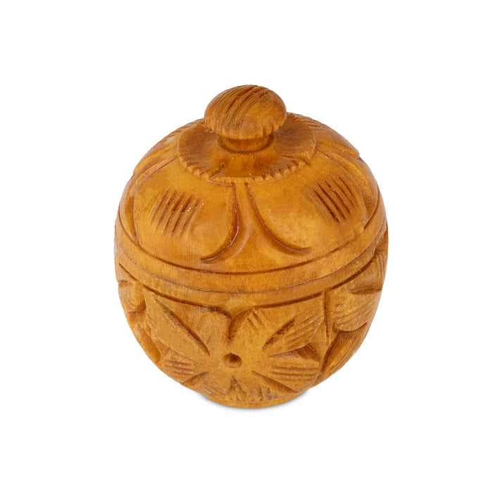 Kumkum Box - 2 x 1.5 Inches | Wooden Kumkum Bharani/ Sindoor Pot for Women & Pooja
