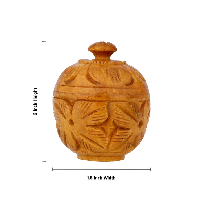 Kumkum Box - 2 x 1.5 Inches | Wooden Kumkum Bharani/ Sindoor Pot for Women & Pooja