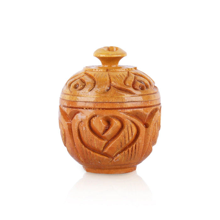Kumkum Box - 0.5 x 1.5 Inches | Wooden Kumkum Bharani/ Hand Carved Sindoor Pot for Home - Sindoor Box