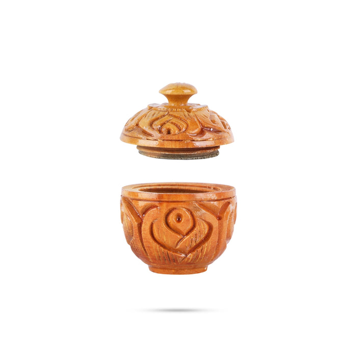 Kumkum Box - 0.5 x 1.5 Inches | Wooden Kumkum Bharani/ Hand Carved Sindoor Pot for Home - Sindoor Box