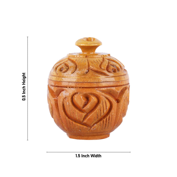 Kumkum Box - 0.5 x 1.5 Inches | Wooden Kumkum Bharani/ Hand Carved Sindoor Pot for Home - Sindoor Box