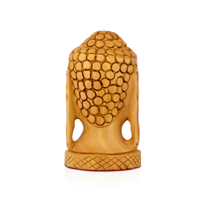 Buddha Head Statue - 3 x 2 Inches | Wooden Buddha Face Idol / Head Of Buddha Statue for Home Decor