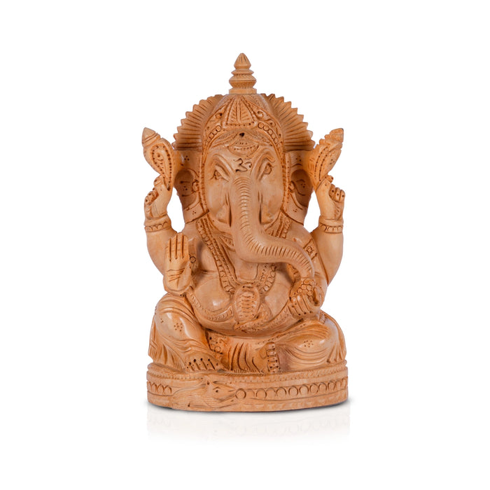 Ganapati Murti - 6 x 4 Inches | Wooden Idol / Sitting Vinayaka Statue/ Ganesha Murti for Worship