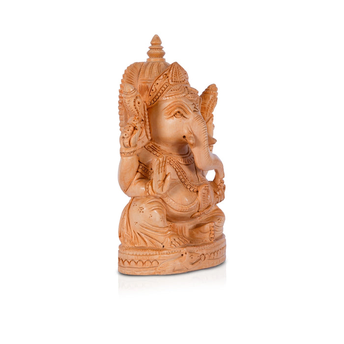 Ganapati Murti - 6 x 4 Inches | Wooden Idol / Sitting Vinayaka Statue/ Ganesha Murti for Worship