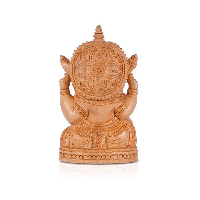 Ganapati Murti - 6 x 4 Inches | Wooden Idol / Sitting Vinayaka Statue/ Ganesha Murti for Worship