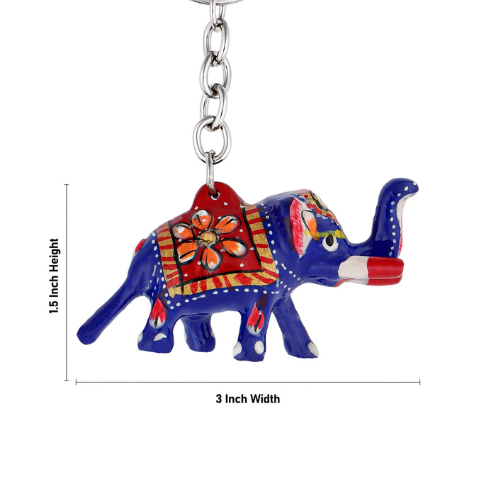 Elephant Design Key Chain - 1.5 x 3 Inches | Metal Key Ring/ Painted Key Holder for Car And Bike - Key Chain & Key Holder