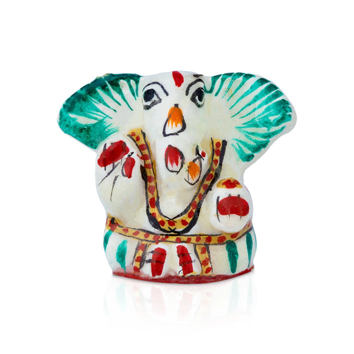 Ganesha with Big Ear Murti - 1.75 x 1.5 Inches | Metal Painted Ganapati Idol/ Vinayagar Statue for Home Decor - Aluminium Murties